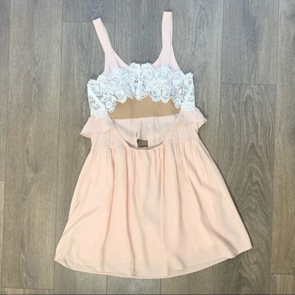 For Love & Lemons Sienna Mini Dress Keyhole Lace Dusty Rose Pink Size Small - Picture 15 of 16